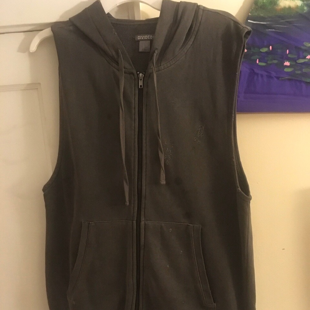 Used H&M Grey Sleeveless Zipper Hoodie